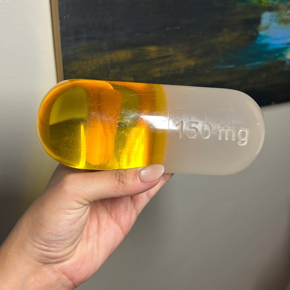 Jonathan Adler Pill Sculpture Yellow Acrylic Small 150mg Art
